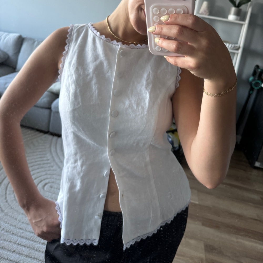 NWT Reformation Amelia Linen Top White size 4!!